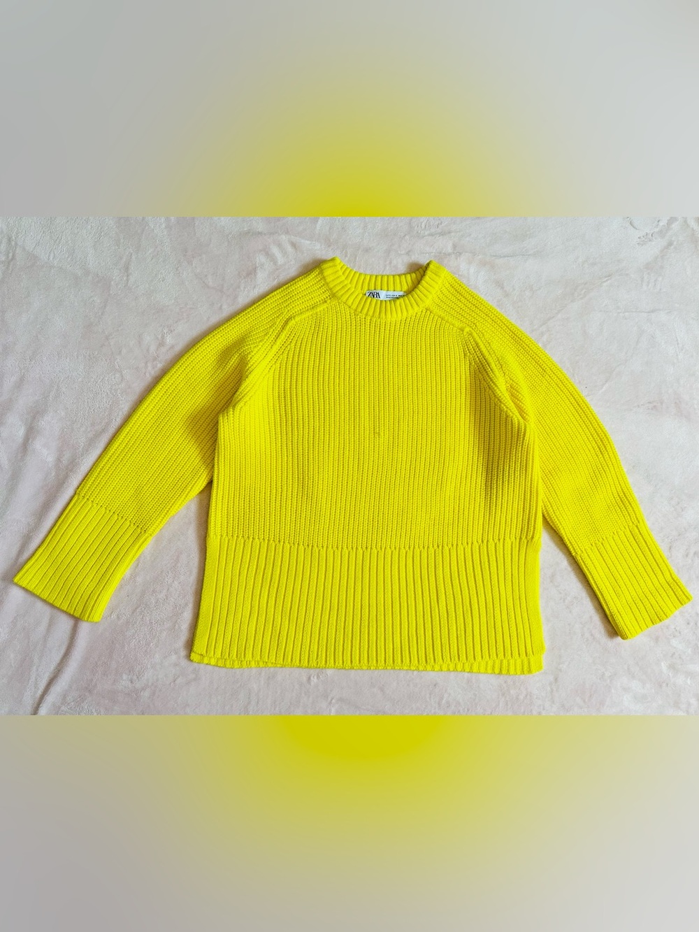 Zara Bright Yellow Ribbed Knit Sweater